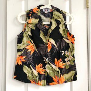 VINTAGE HAWAIIAN SLEEVELESS BUTTON DOWN SHIRT
